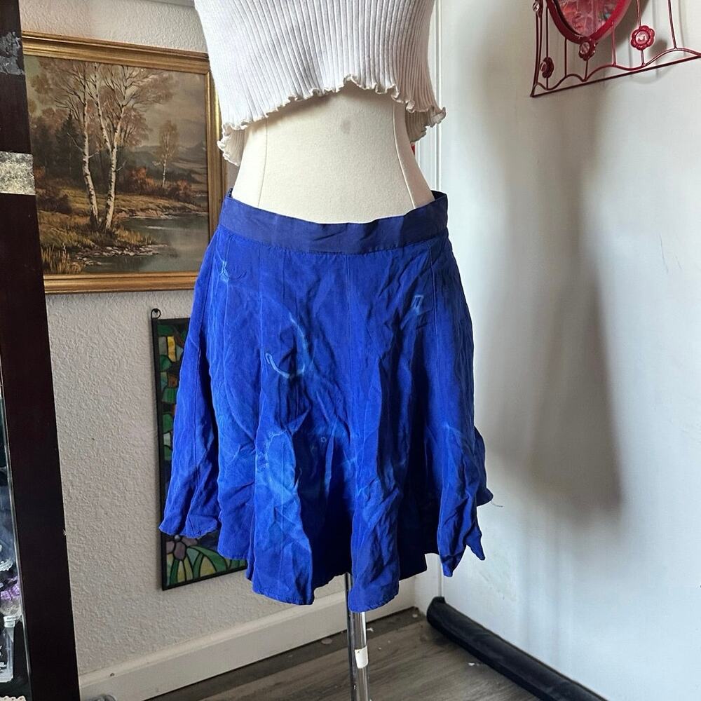 lasting impressions blue tie dye flare skirt